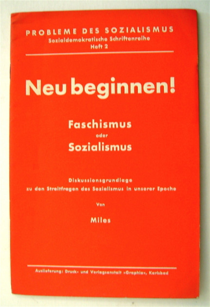 Lexikon Bild 041: Titelblatt der Programmschrift „Neu beginnen“ [Bildarchiv Hofmann]