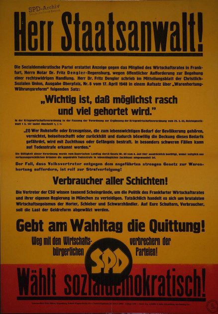 Dokumente Bild 134: Wahlplakat der SPD 1948 [Archiv der Sozialen Demokratie]