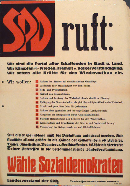 Dokumente Bild 121: Wahlplakat der SPD 1946 [Archiv der Sozialen Demokratie]