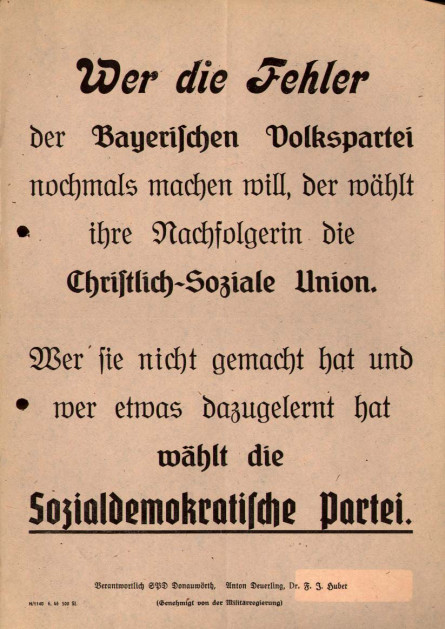 Dokumente Bild 111: Wahlplakat der SPD 1946 [Archiv der Sozialen Demokratie]